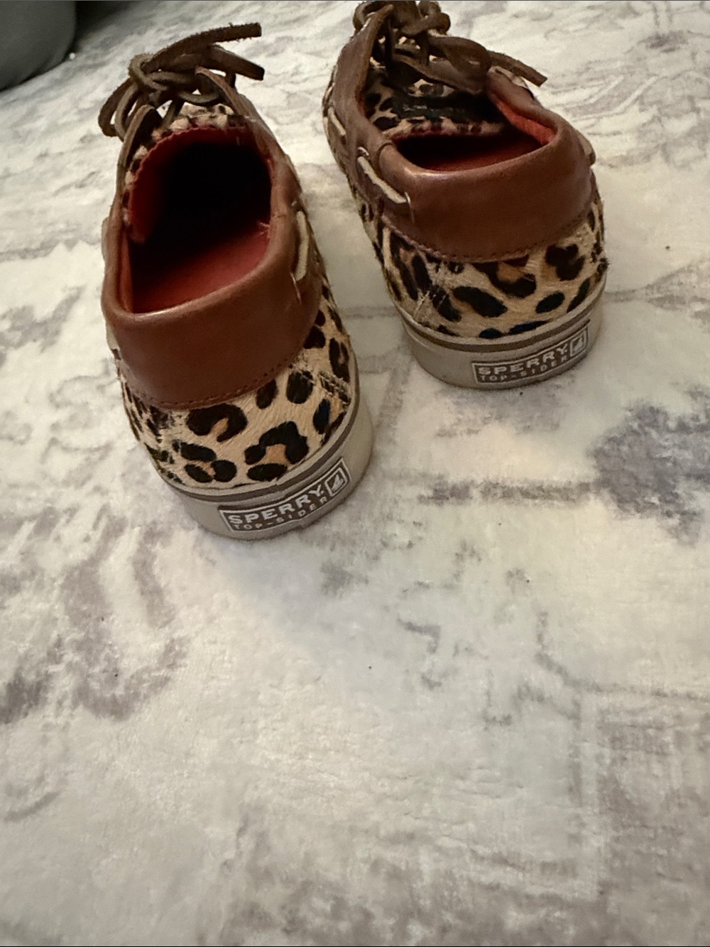 Sperry Leopard Print Leather Boat Shoes - Brown, Black & Tan - Picture 3 of 4